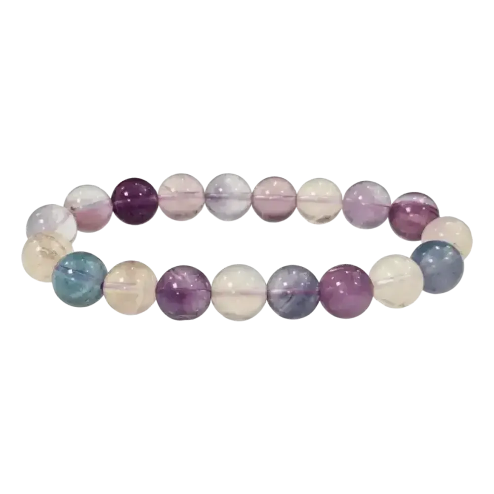 Bracelets - Multicolored Fluorite bracelet AA beads 10mm - ARABESK