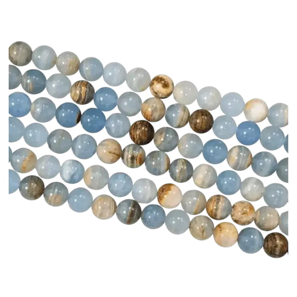 Bijoux - Calcite Bleue Mix AA 10mm sur fil 40cm - ARABESK