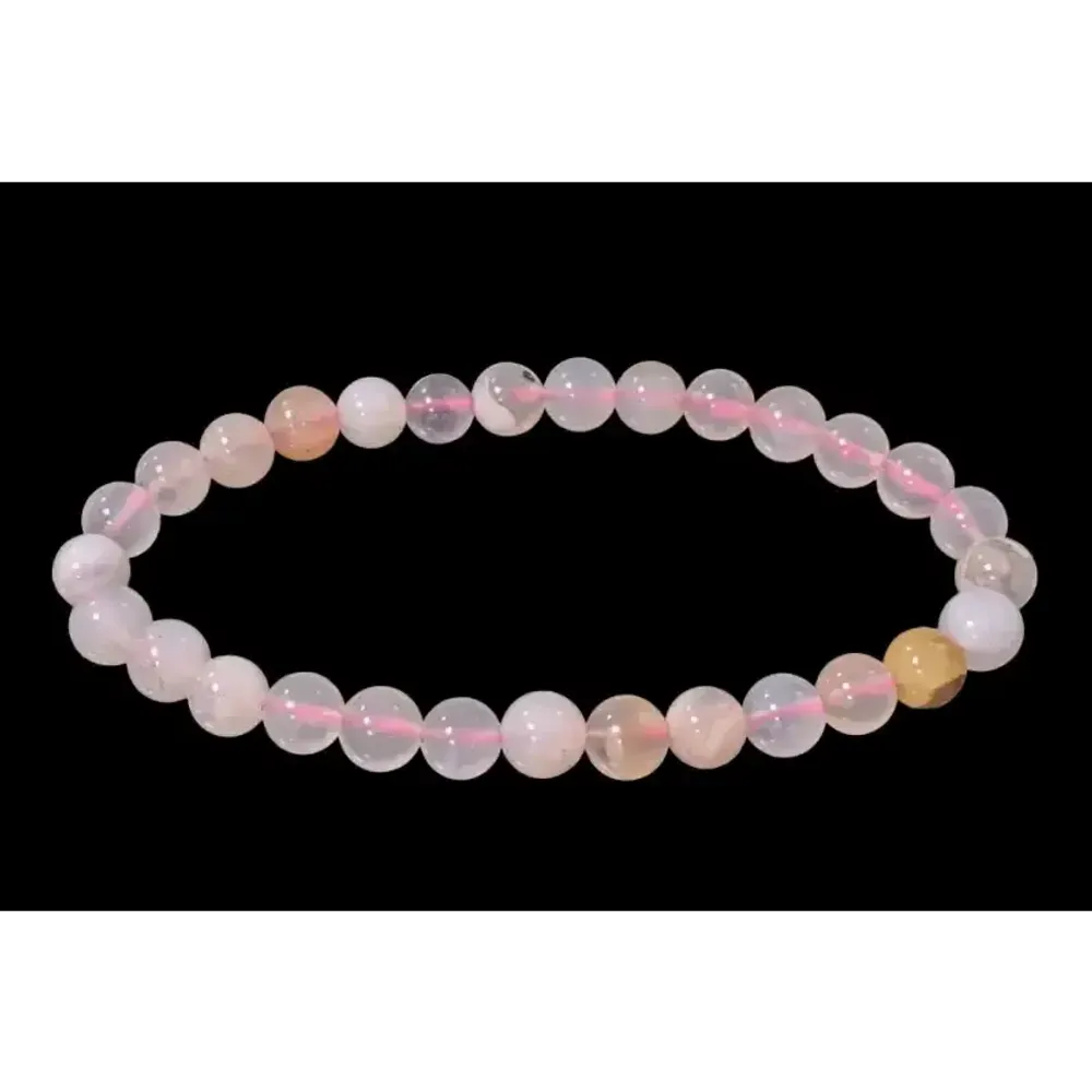 Bracelets - Bracelet Agate Fleur de Cerisier A perles 6mm - ARABESK