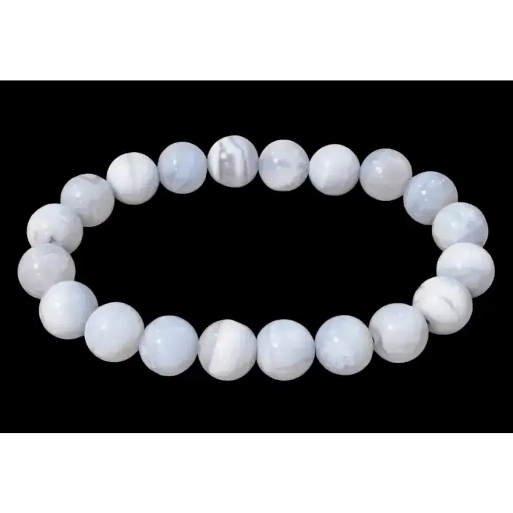 Bracelets - Blue Chalcedony Bracelet Ribbon A beads 10mm - ARABESK