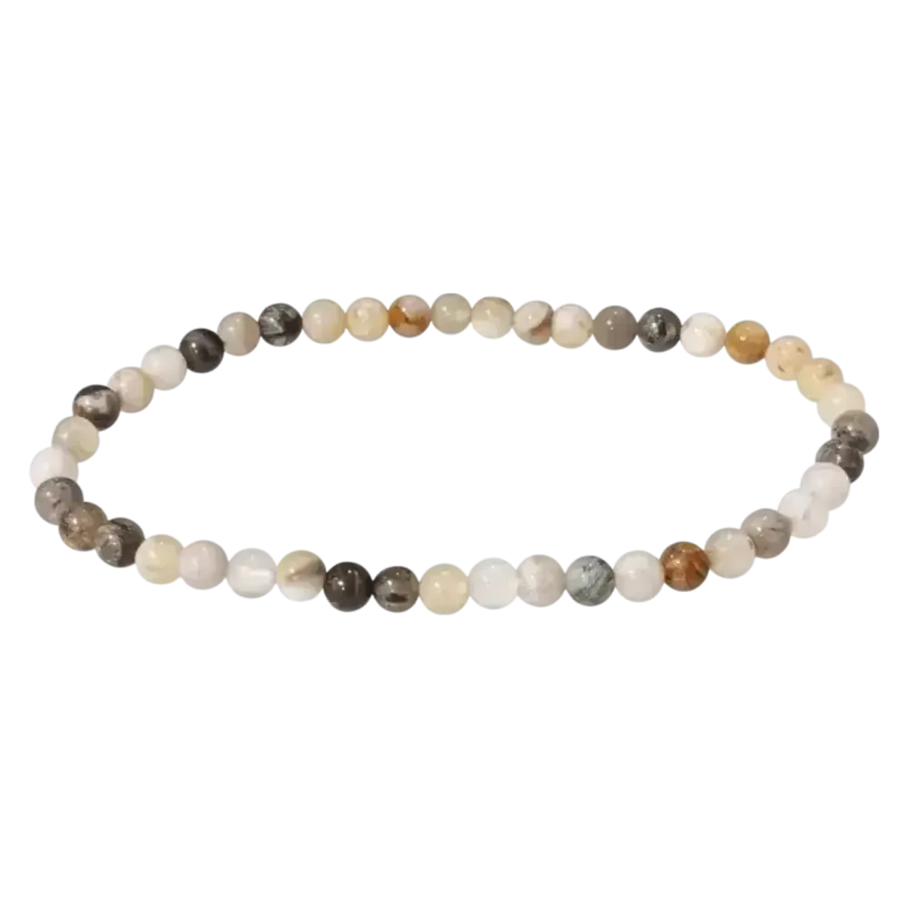 Bracelets - Bracelet Agate Plume perles 4mm - ARABESK