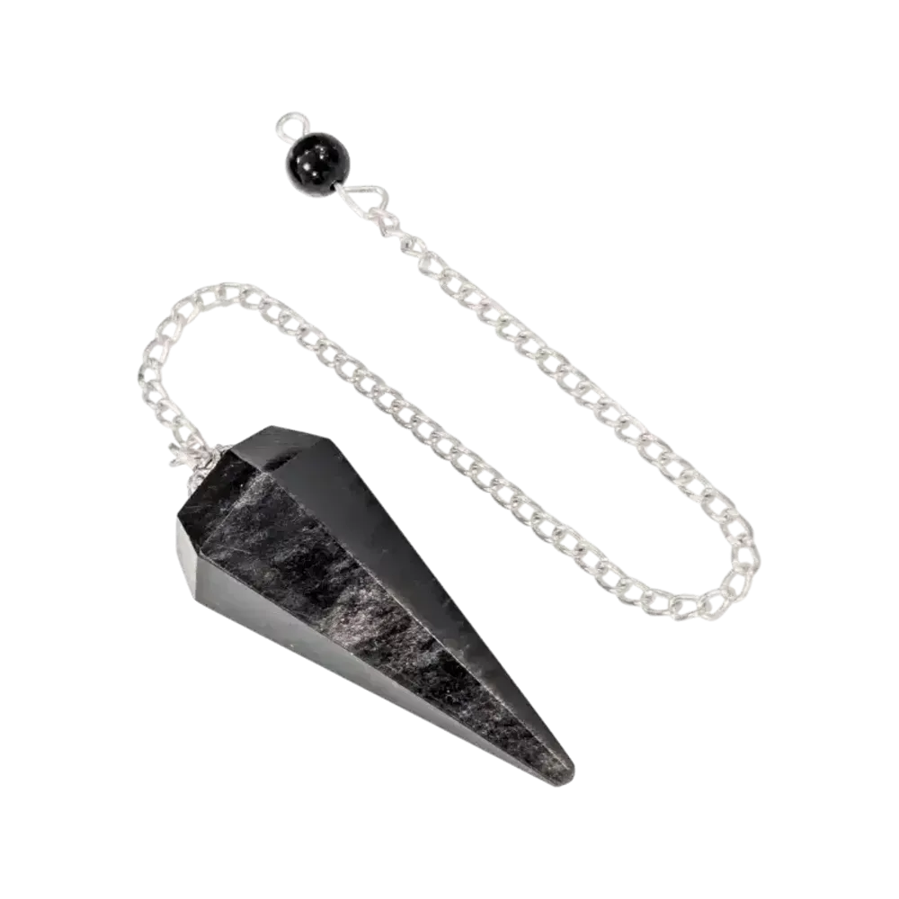 Jewelry - Conical Silver Obsidian Pendulum 6 Sides - ARABESK