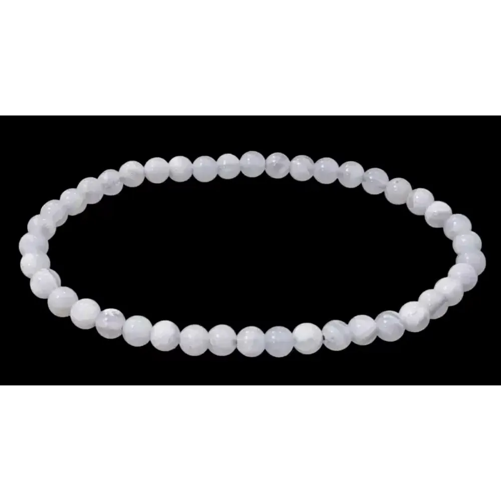 Bracelets - Bracelet Calcédoine Bleue Rubanée AA perles 4.5mm - ARABESK