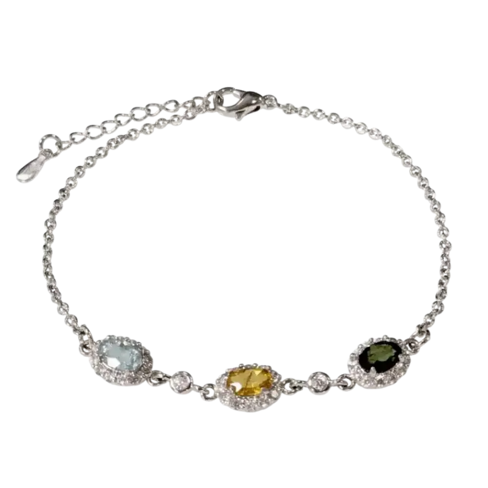 Bracelets - Bracelet Tourmaline Multicolore Ovale en Cuivre 20cm - ARABESK