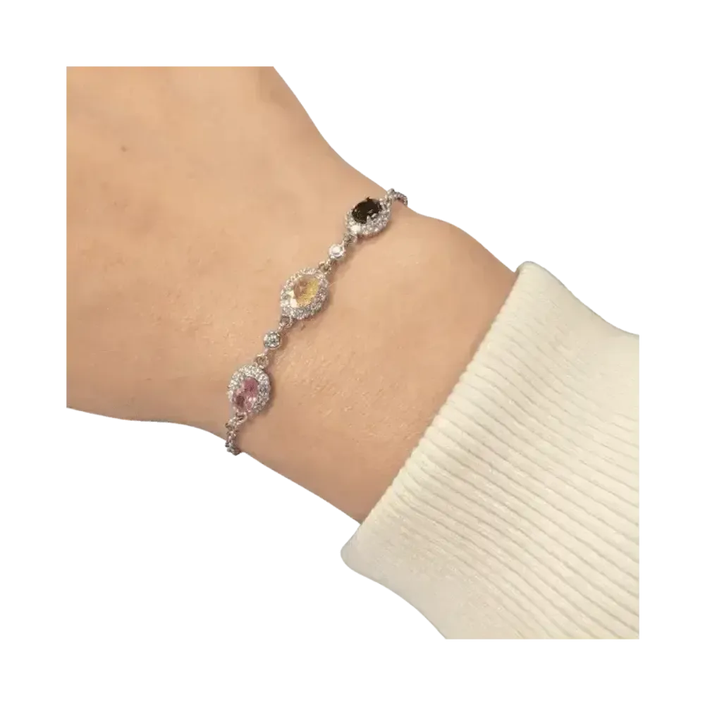 Bracelets - Bracelet Tourmaline Multicolore Ovale en Cuivre 20cm - ARABESK