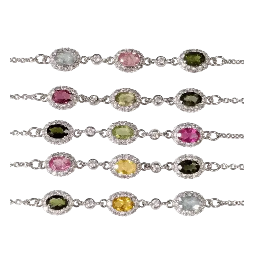 Bracelets - Bracelet Tourmaline Multicolore Ovale en Cuivre 20cm - ARABESK