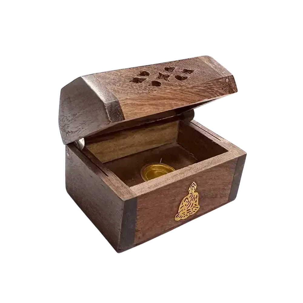 Scents - Incense Holder Box Sheesham Wood Buddha 8cm x4 - ARABESK