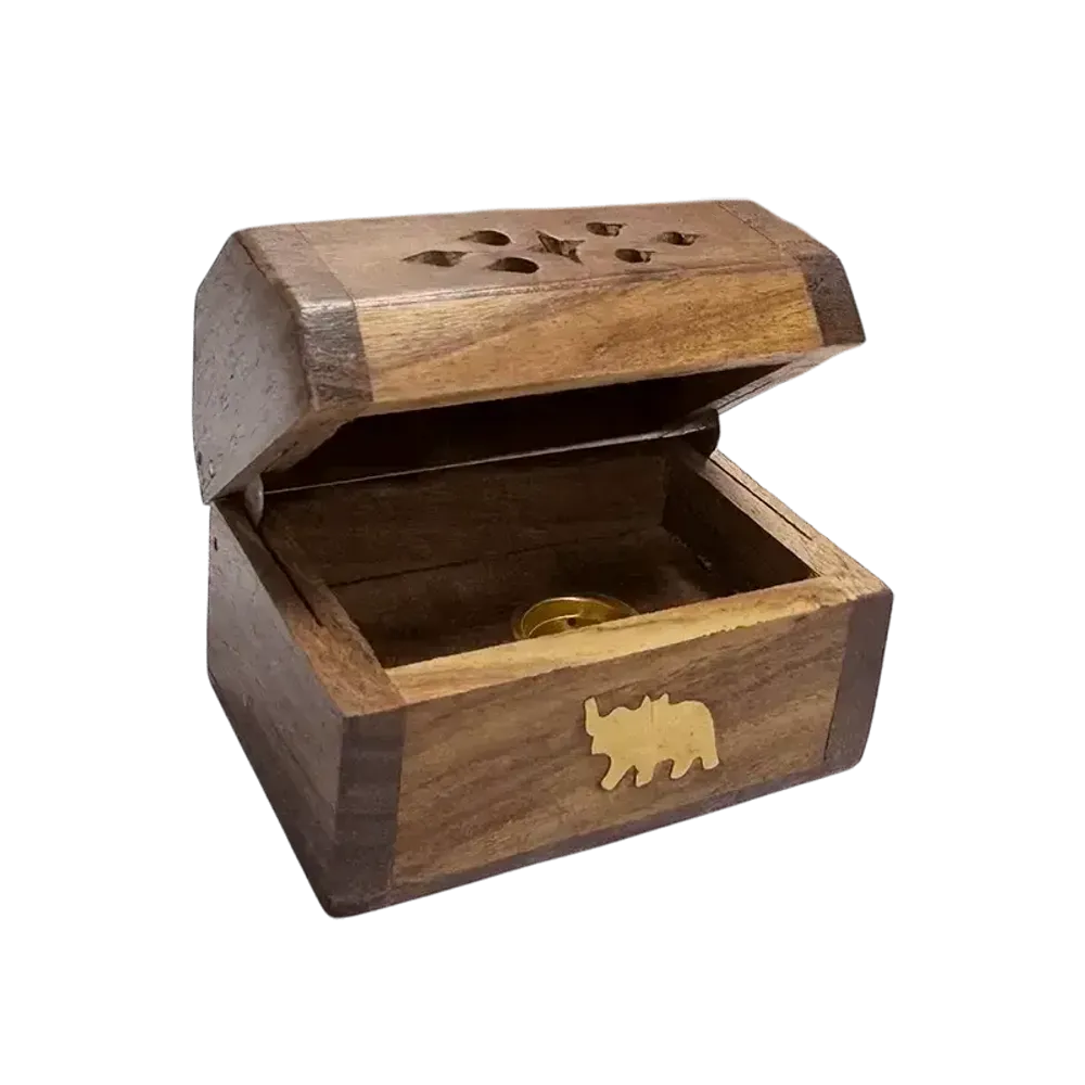 Senteurs - Porte Encens Coffret en Bois de Sheesham Eléphant 8cm x4 - ARABESK
