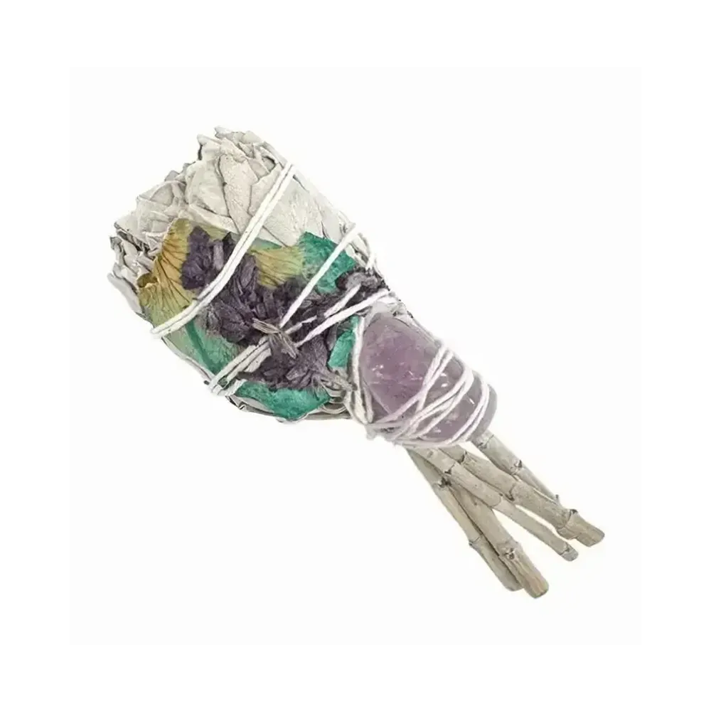 Senteurs - Torche Sauge Blanche Lavande avec Amethyste 25-30g 11cm - ARABESK