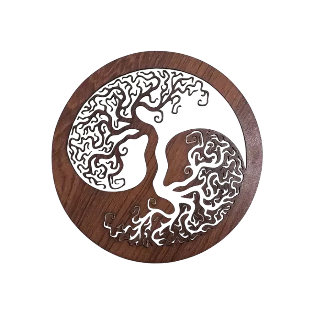 Wireless lamps - Ying Yang Tree of Life Wooden Magnetic Panel - ARABESK
