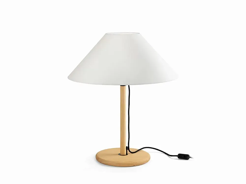 Table lamps - CLASICA table lamp in melis pine wood with natural or black finish - LUXCAMBRA