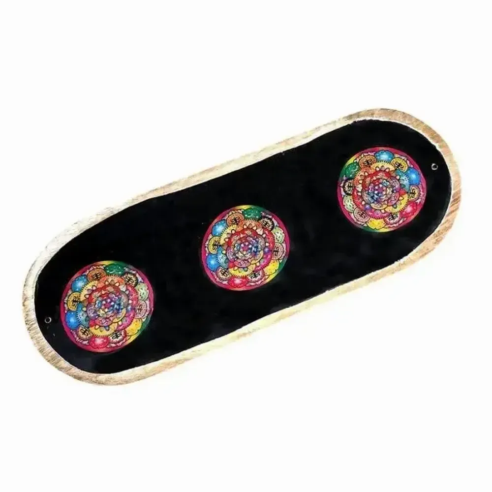 Scents - Mango Meena Work Incense Holder Black Mandala 28cm - ARABESK