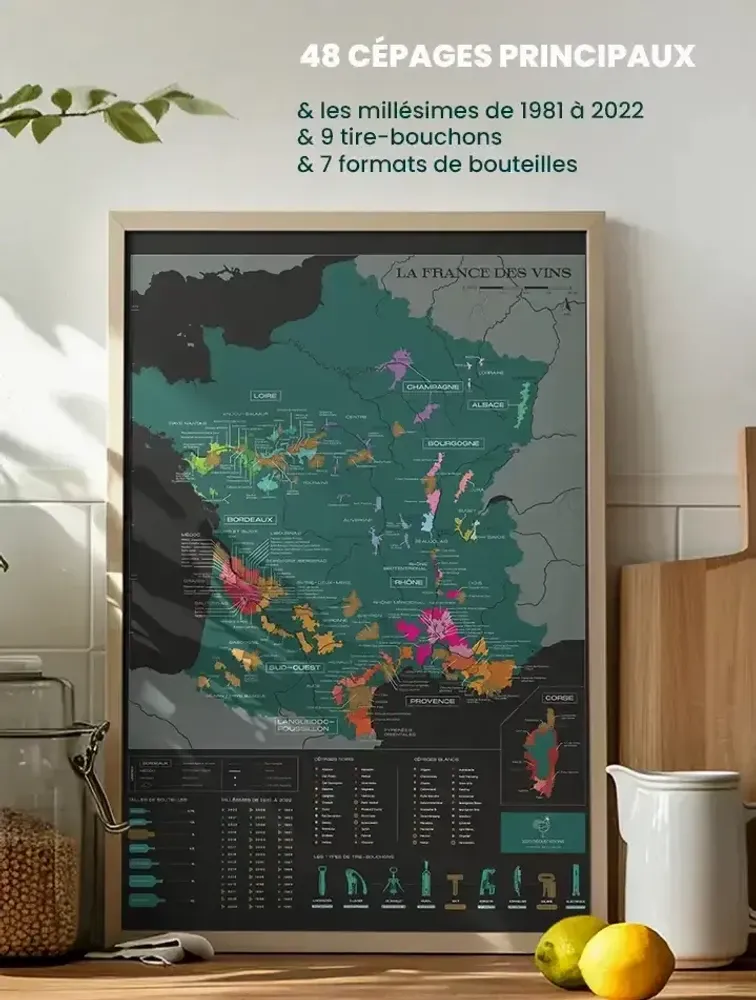 Objets de décoration - Carte du vin à gratter - France - 1020 DÉGUSTATIONS