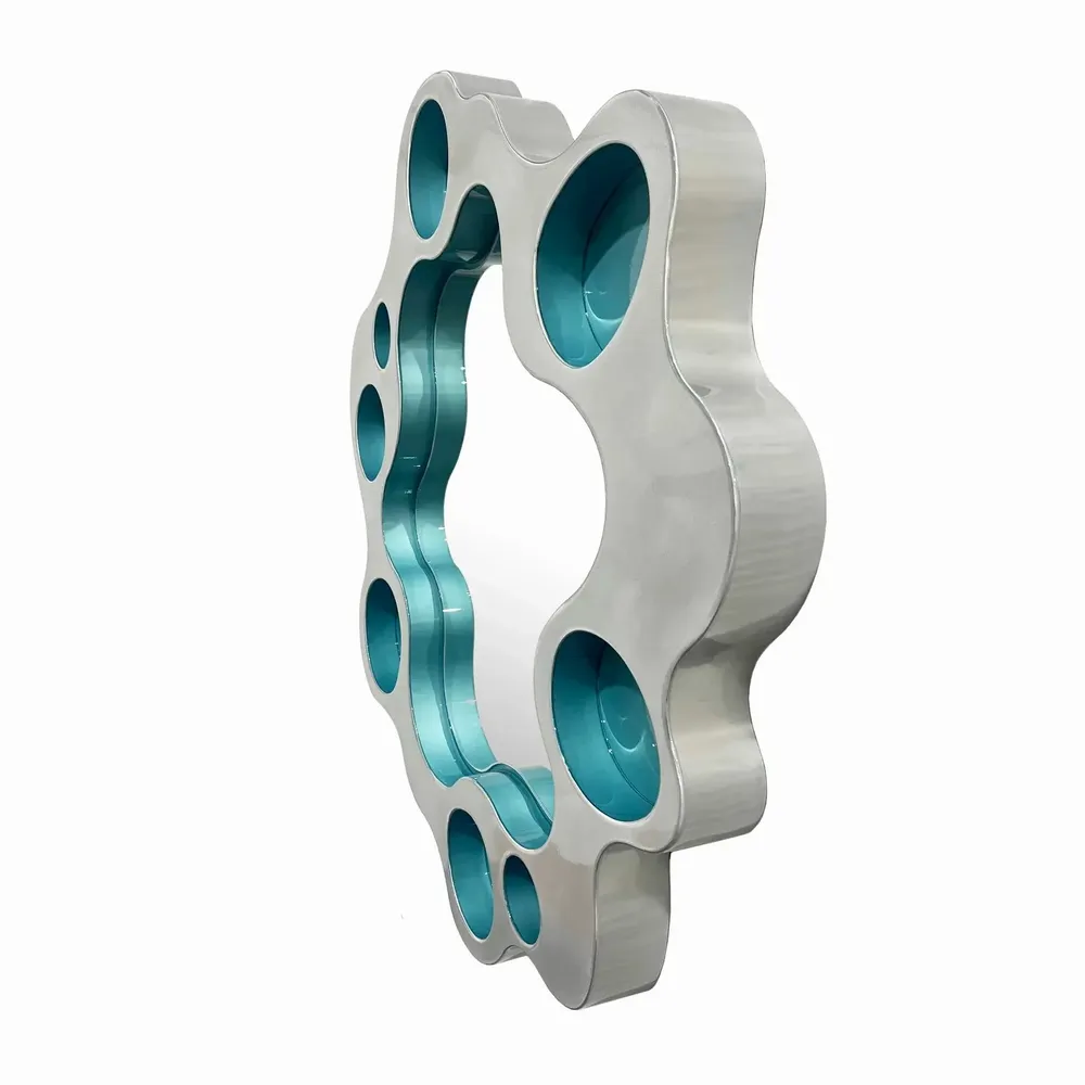 Miroirs - Miroir rond ondulé de Bert Furnari, miroir futuriste en aluminium - TULESTE FACTORY
