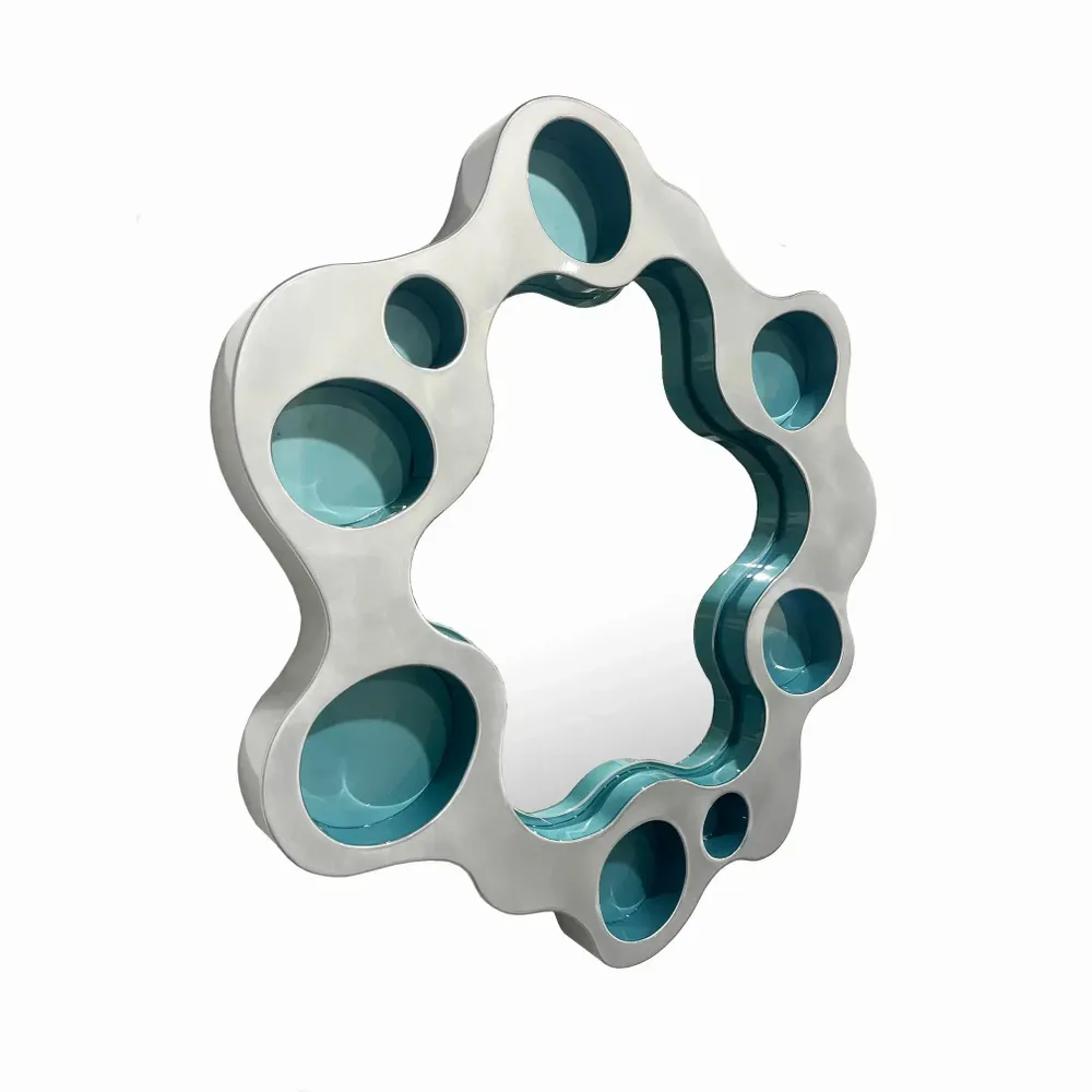 Miroirs - Miroir rond ondulé de Bert Furnari, miroir futuriste en aluminium - TULESTE FACTORY