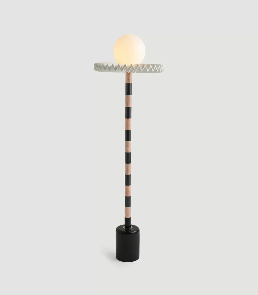 Lampadaires - Lampe 'Sare' en verre et marbre rose/noir par Merve Kahraman - TULESTE FACTORY