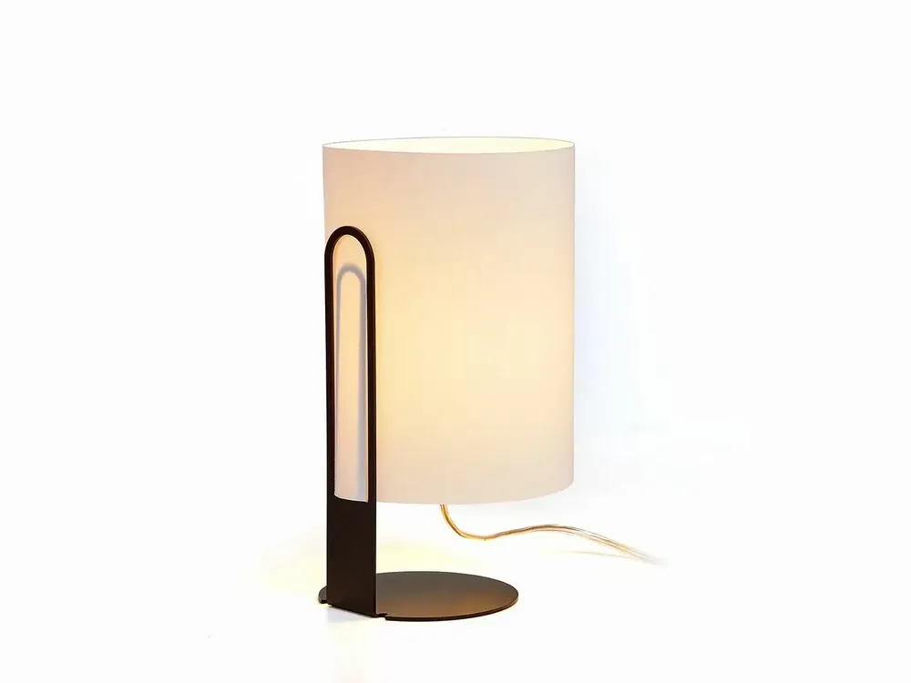 Lampes de table - CLIPAM lampe à poser noire avec abat-jours en cotonet - LUXCAMBRA