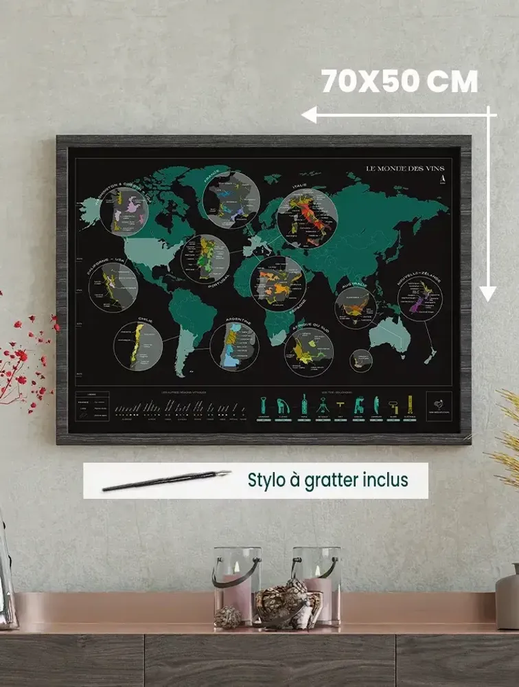 Decorative objects - Scratch off wine map - World - 1020 DÉGUSTATIONS