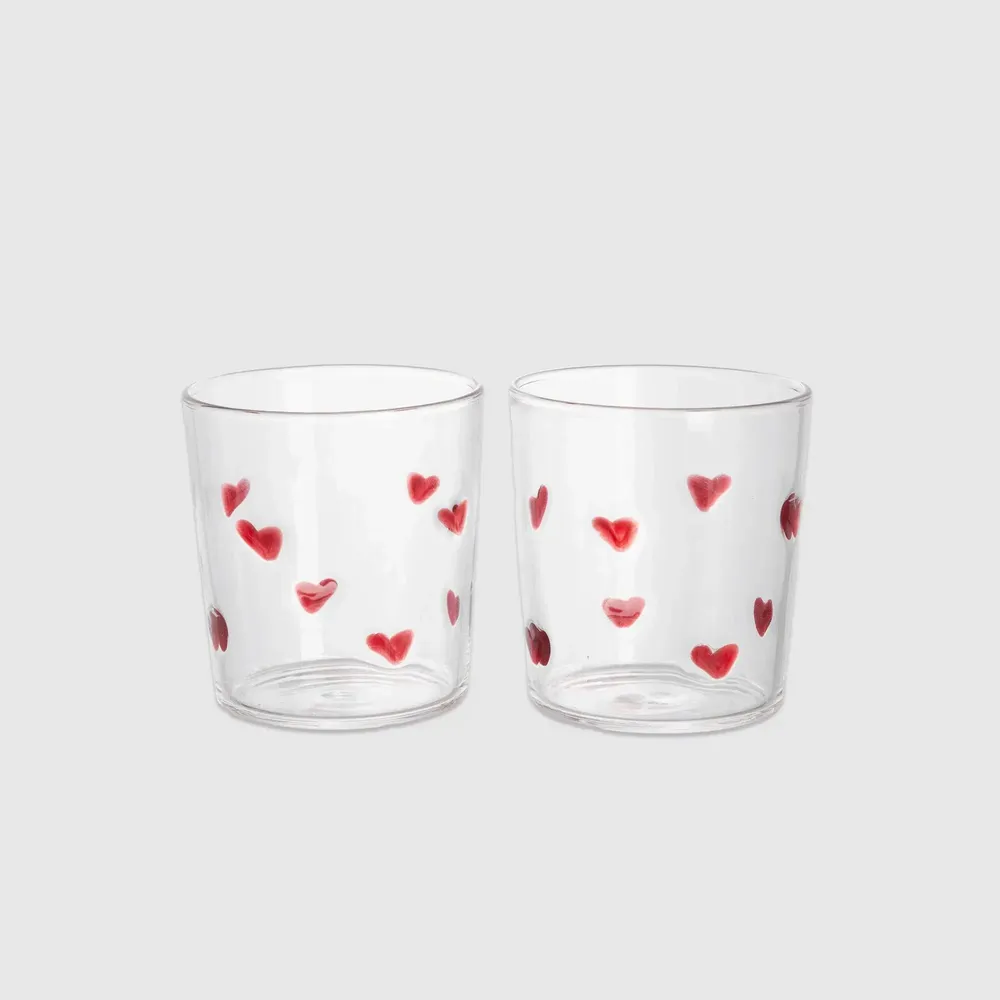 Glass - Glass hearts / set of 2 - red - AND NOOK