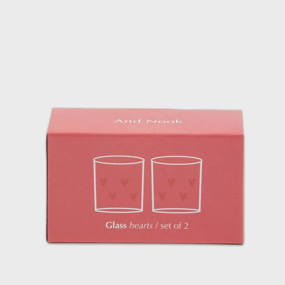 Glass - Glass hearts / set of 2 - red - AND NOOK