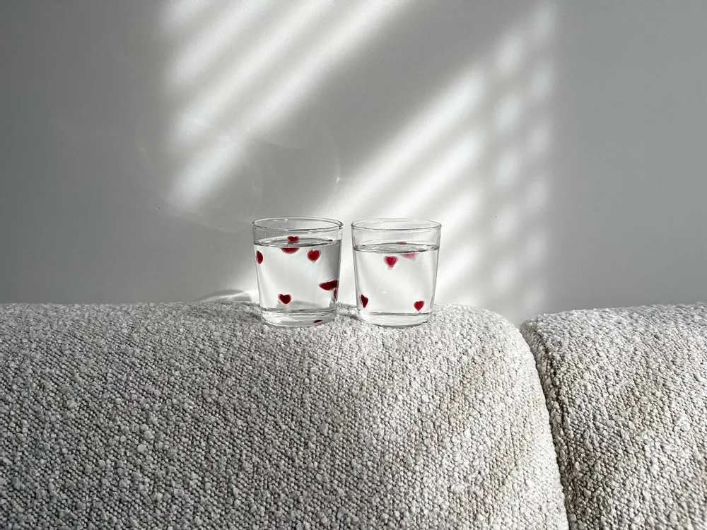 Glass - Glass hearts / set of 2 - red - AND NOOK