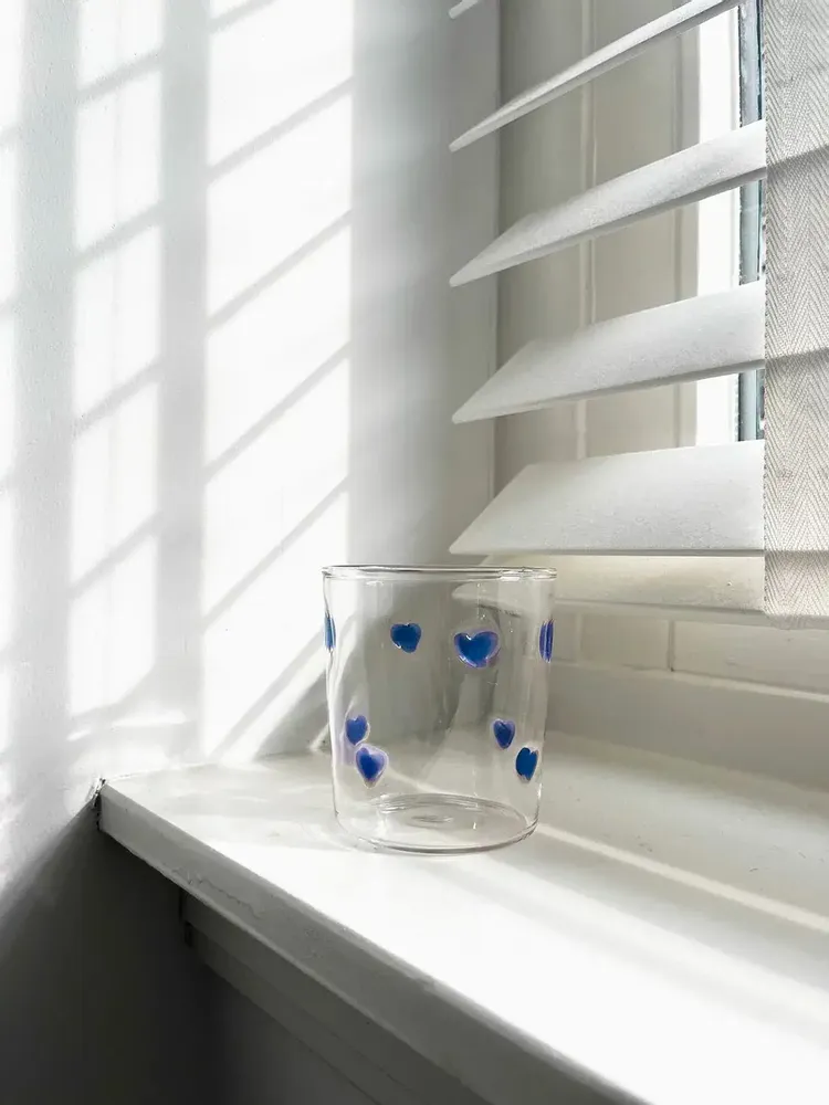 Glass - Glass hearts / set of 2 - blue - AND NOOK