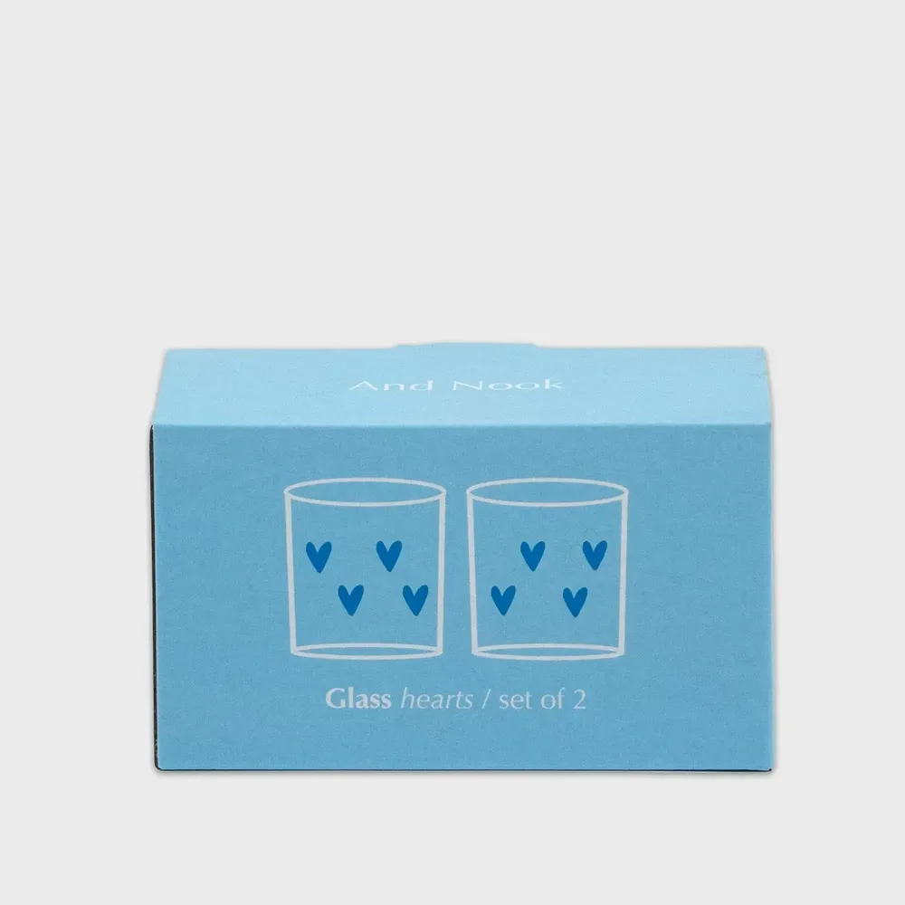 Glass - Glass hearts / set of 2 - blue - AND NOOK