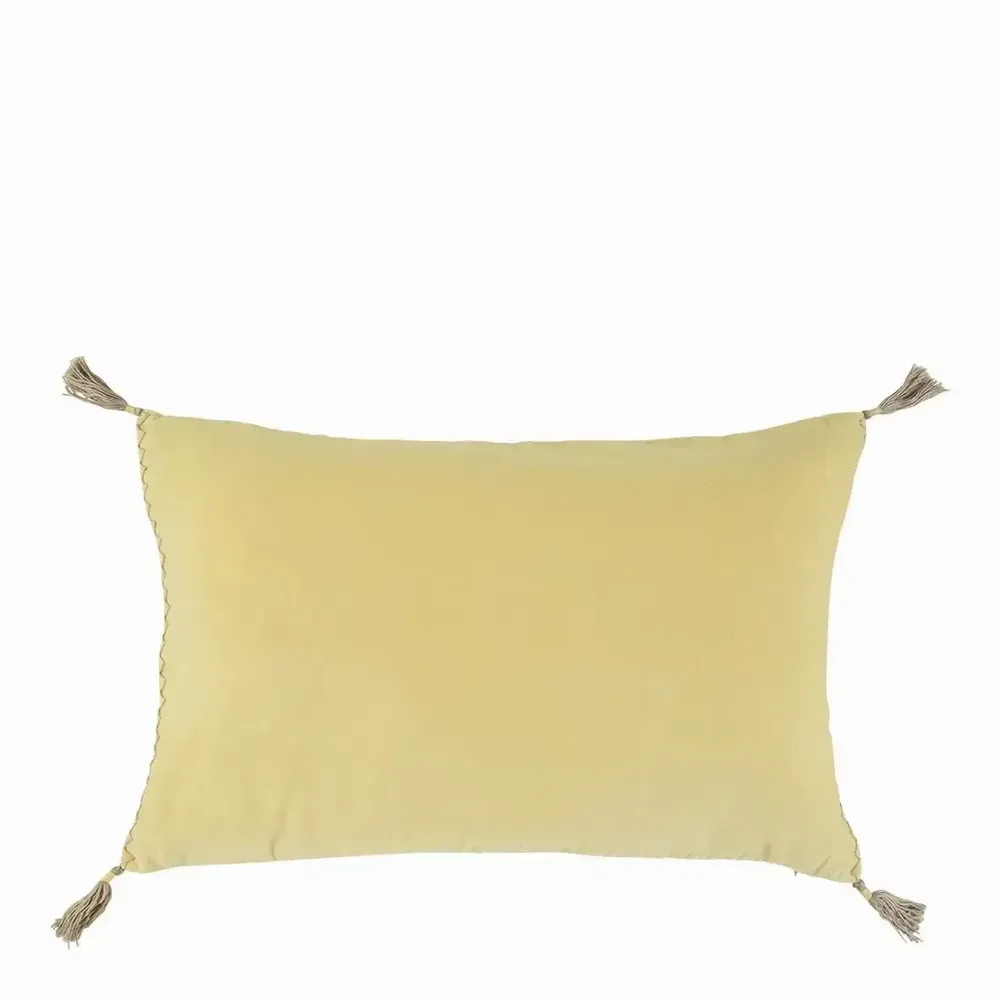Fabric cushions - MATTEO pastel yellow cotton velvet cushion cover 40x60 - BLANC D'IVOIRE