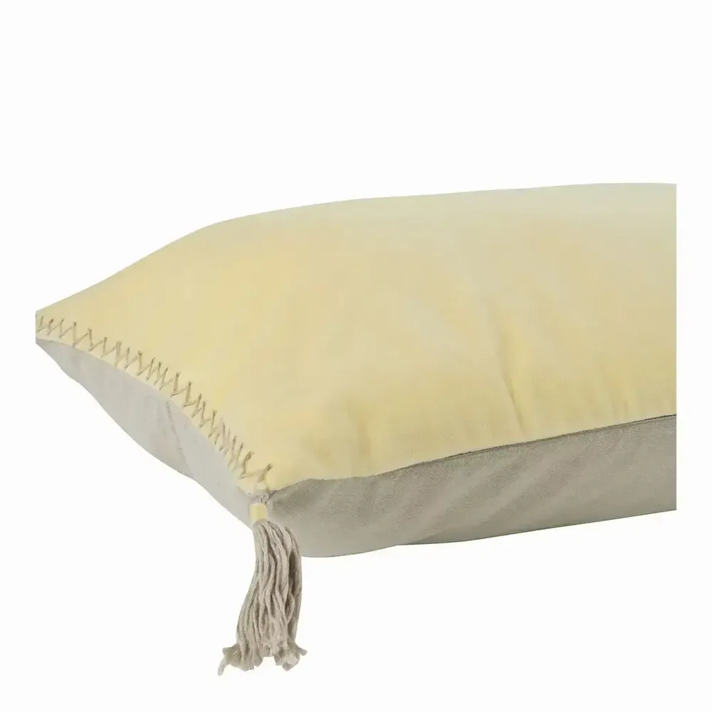 Fabric cushions - MATTEO pastel yellow cotton velvet cushion cover 40x60 - BLANC D'IVOIRE