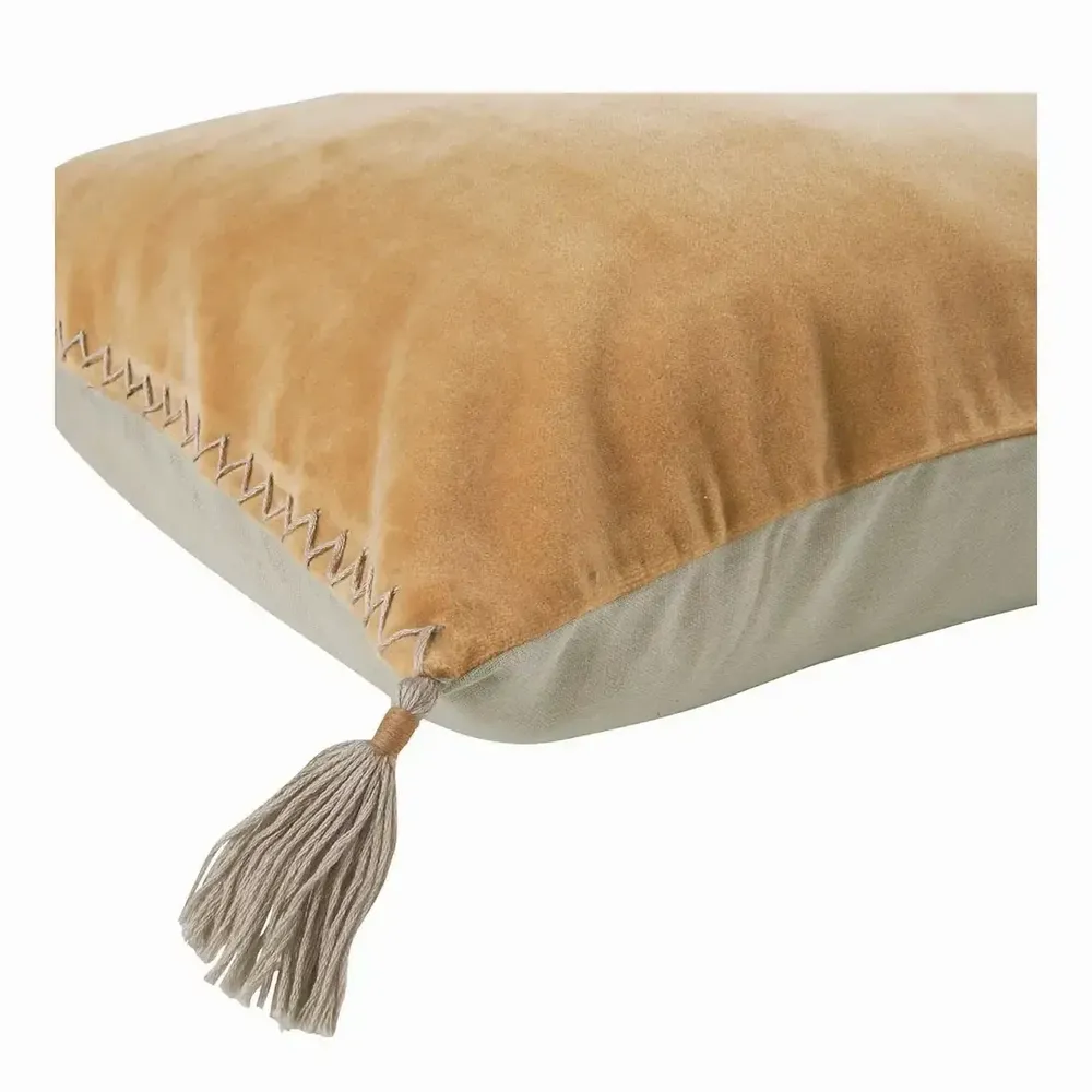 Fabric cushions - MATTEO cushion cover apricot cotton velvet 40x60 - BLANC D'IVOIRE