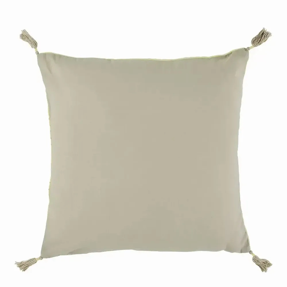 Fabric cushions - MATTEO pastel yellow cotton velvet cushion cover 50x50 - BLANC D'IVOIRE