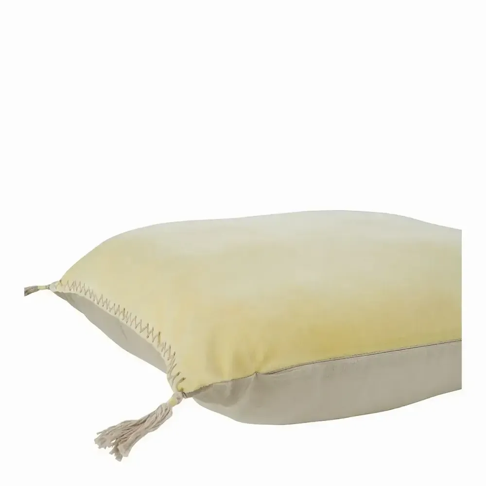 Fabric cushions - MATTEO pastel yellow cotton velvet cushion cover 50x50 - BLANC D'IVOIRE