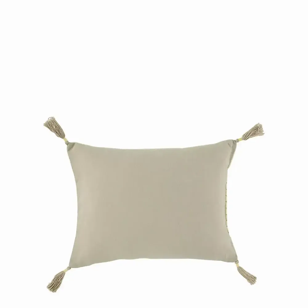 Fabric cushions - MATTEO pastel yellow cotton velvet cushion cover 30x40 - BLANC D'IVOIRE