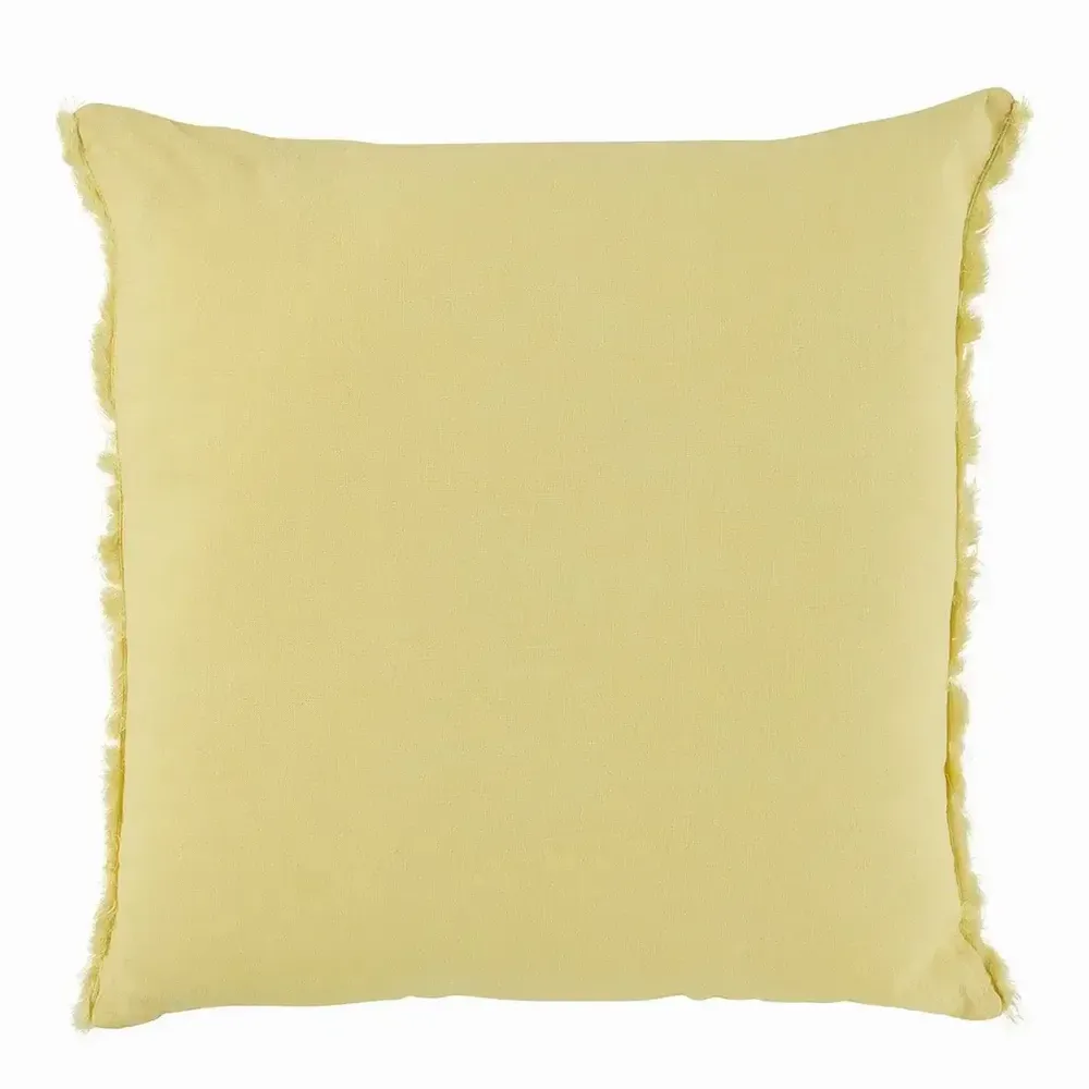 Coussins textile - Housse de coussin CHLOE lin lavé jaune pastel 50x50 - BLANC D'IVOIRE