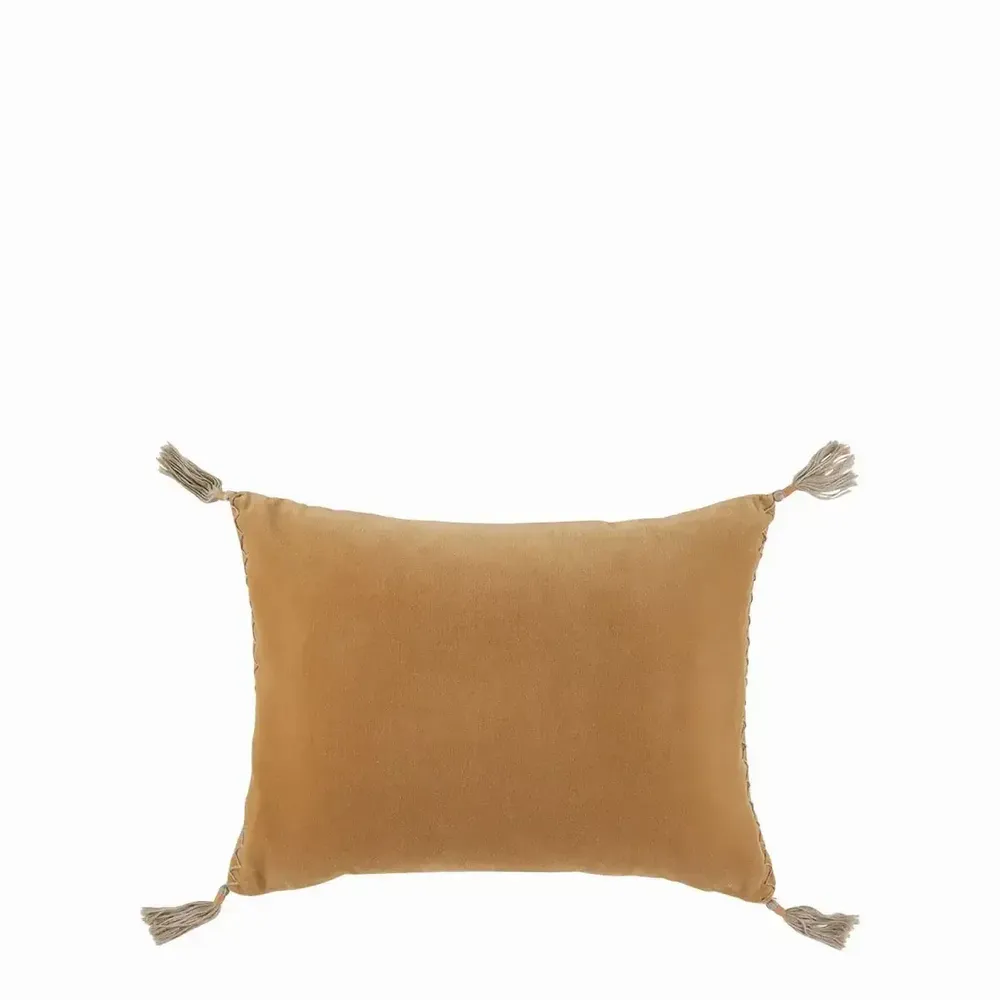 Fabric cushions - MATTEO apricot cotton velvet cushion cover 30x40 - BLANC D'IVOIRE