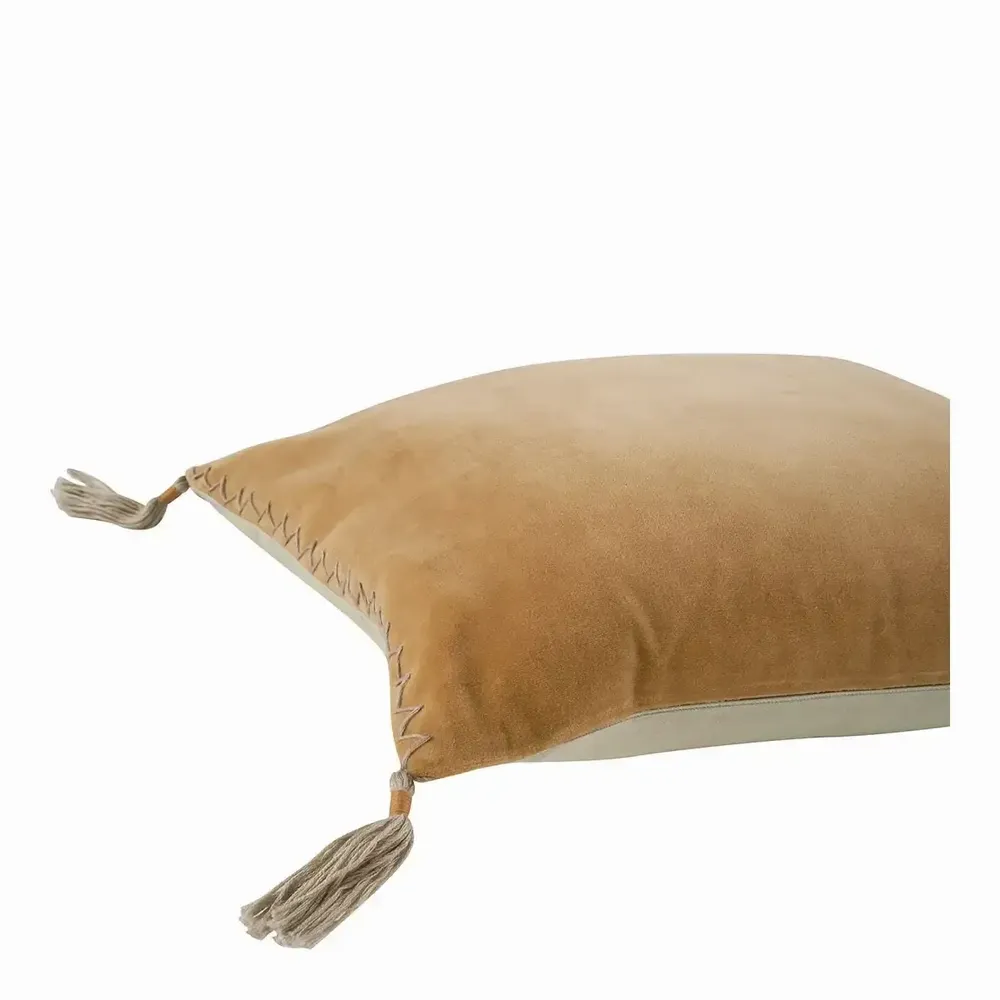 Fabric cushions - MATTEO apricot cotton velvet cushion cover 30x40 - BLANC D'IVOIRE