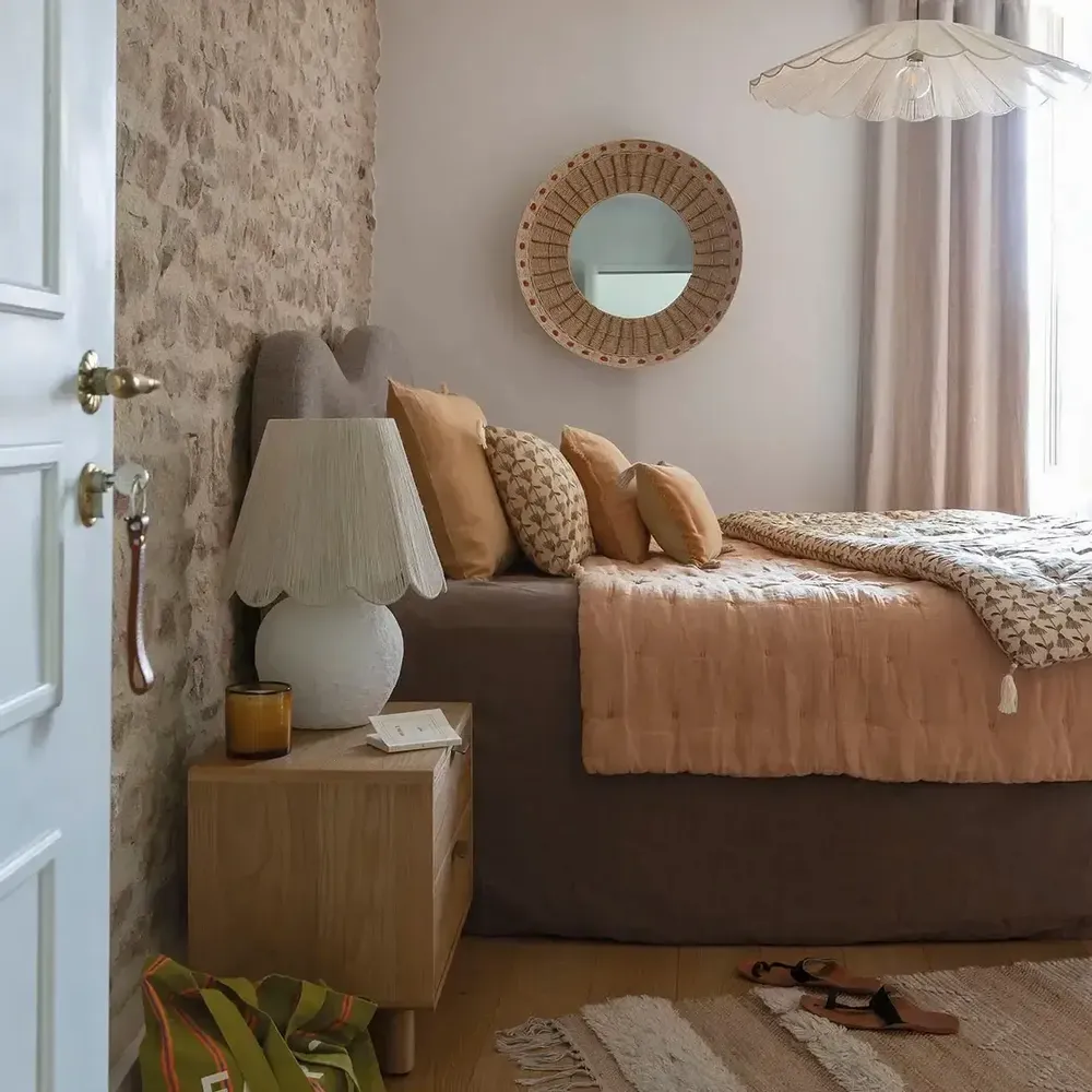 Bed linens - CHLOE bedspread washed linen apricot 180x230 - BLANC D'IVOIRE