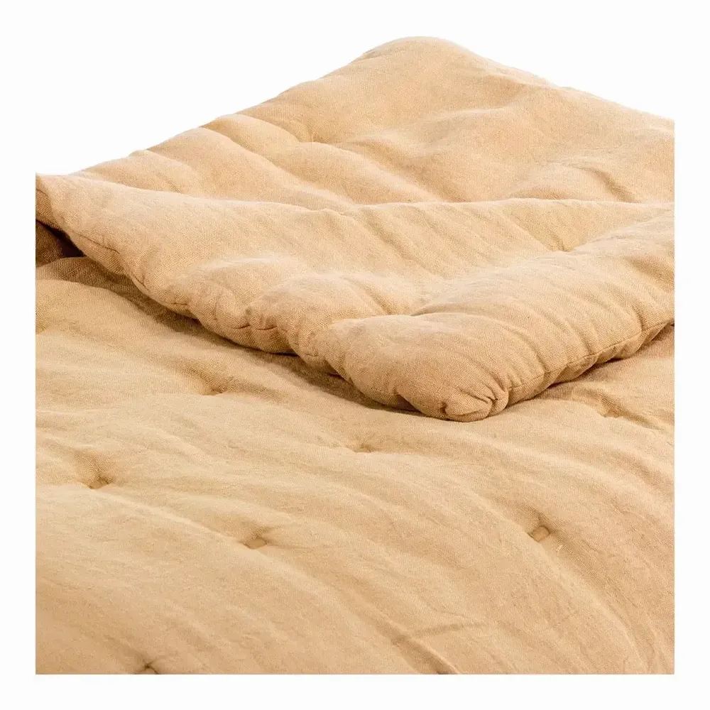 Bed linens - CHLOE bedspread washed linen apricot 180x230 - BLANC D'IVOIRE