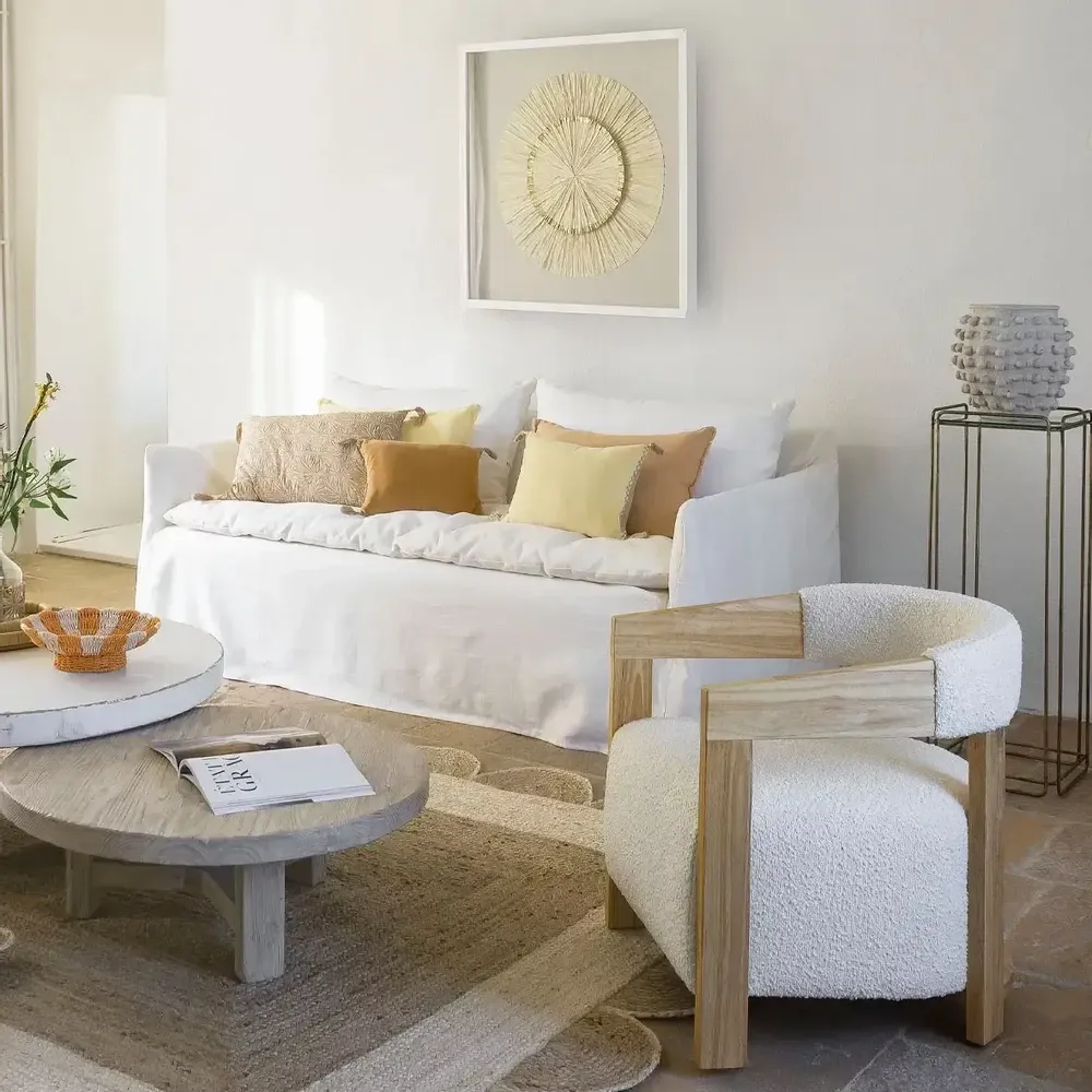 Fabric cushions - CHLOE cushion cover washed linen apricot 60x40 - BLANC D'IVOIRE