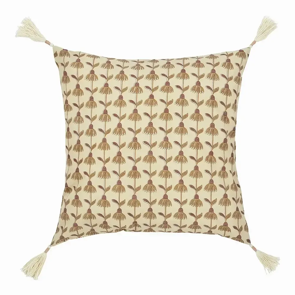 Fabric cushions - DAPHNE beige cotton cushion cover 50x50 - BLANC D'IVOIRE