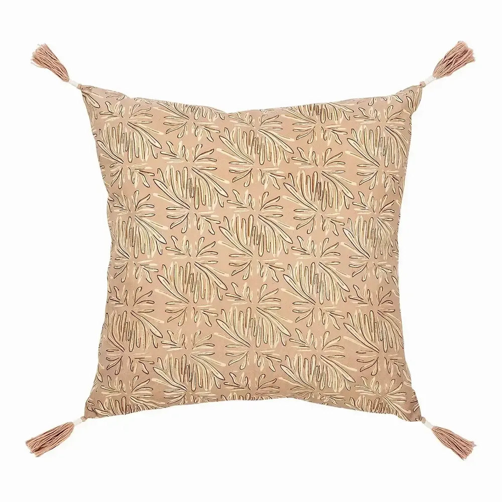 Fabric cushions - SOLINA pink cotton cushion cover 50x50 - BLANC D'IVOIRE