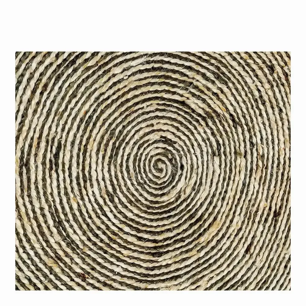 Tapis - Tapis KISHI jute naturel blanc et noir 200 - BLANC D'IVOIRE