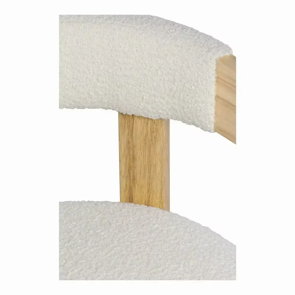 Armchairs - ARSÈNE armchair cream loop fabric rubberwood blond wood finish 60x66x66 - BLANC D'IVOIRE