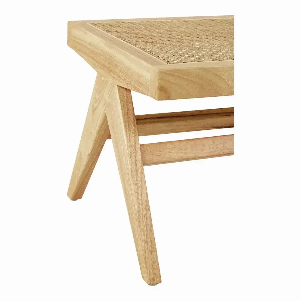 Bancs - Banc MENA velours vert de gris hévéa finition bois blond 150x45x50 - BLANC D'IVOIRE