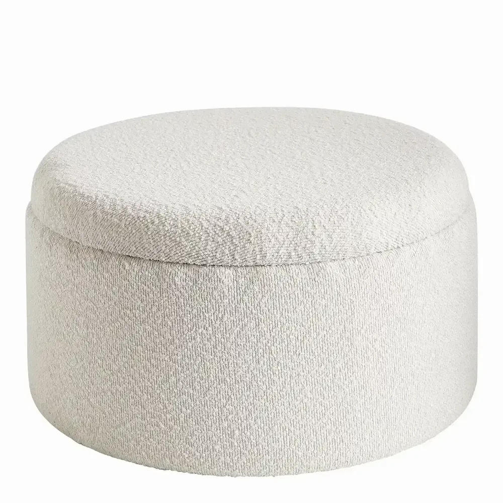 Ottomans - Set of 2 RILA poufs in cream French terry fabric, 62x36.5 and 50x29  - BLANC D'IVOIRE