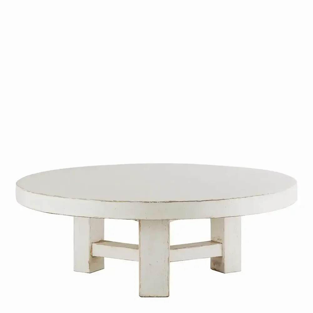 Tables basses - Table basse BAO orme blanc recyclé dia 105x40 - BLANC D'IVOIRE