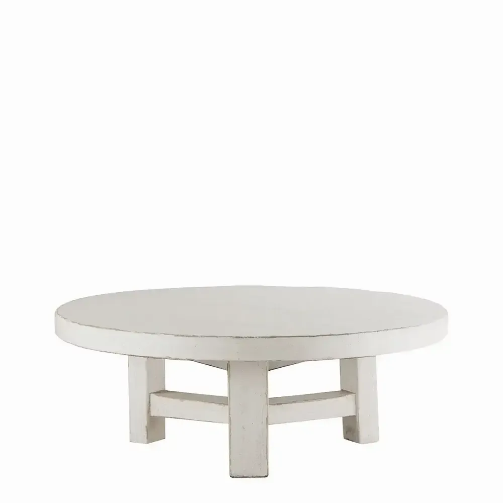 Coffee tables - BAO coffee table recycled white elm dia 80x30 - BLANC D'IVOIRE