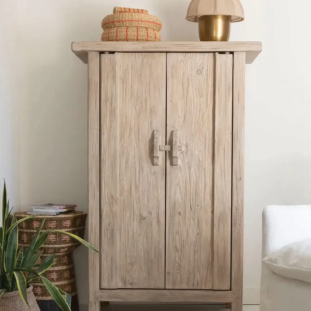Armoires - Buffet BAO orme naturel recyclé 80x35x145 - BLANC D'IVOIRE