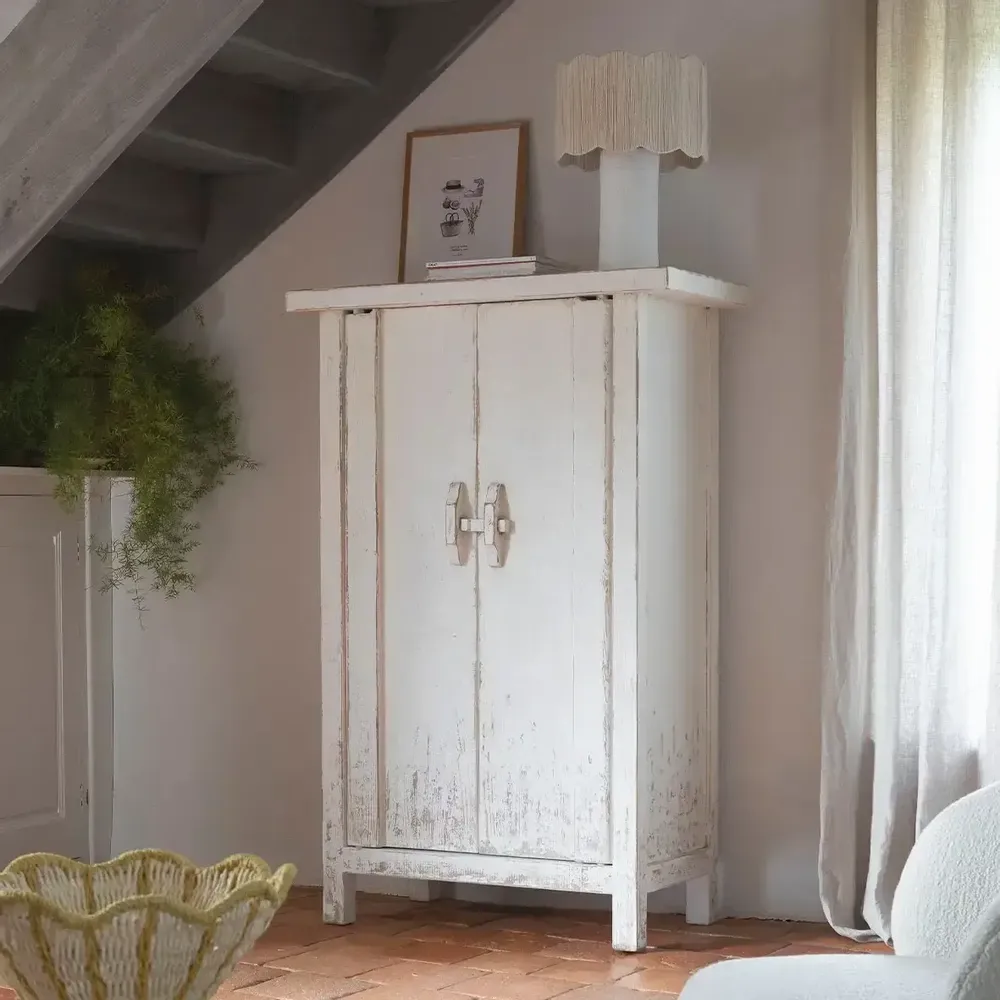 Armoires - Buffet BAO orme blanc recyclé 80x35x145 - BLANC D'IVOIRE