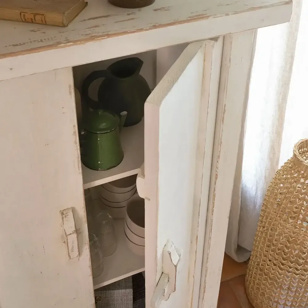 Armoires - Buffet BAO orme blanc recyclé 80x35x145 - BLANC D'IVOIRE